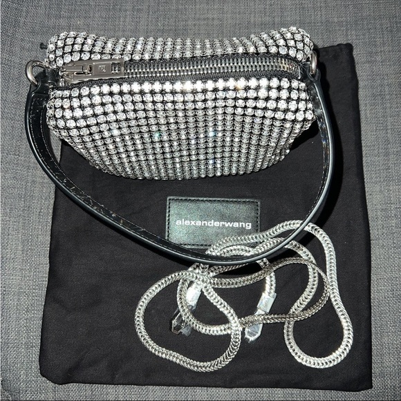 Alexander Wang heiress pouch in rhinestone mesh handbag silver AUTHENTIC - Picture 3 of 13